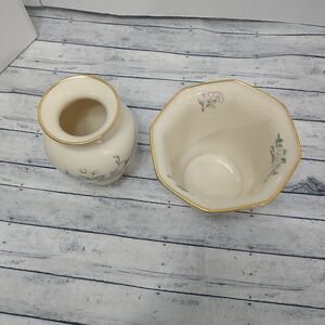 Vintage Lenox Serenade Porcelain Bird Vase 6" And 4" Planter